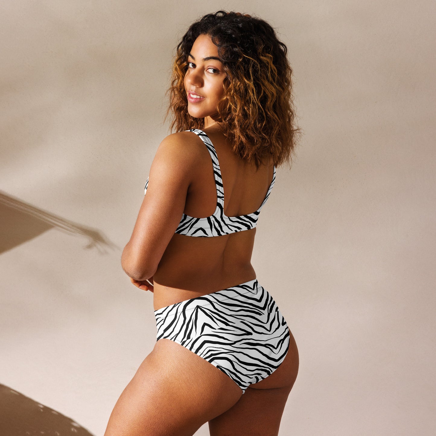 Striped Zebra Vibrance Women's High-waisted Bikini - FLAKOUT