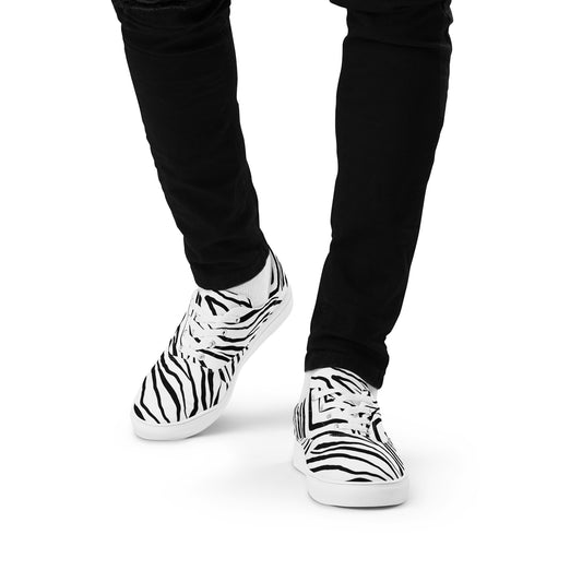 Striped Zebra Vibrance Men’s Lace-up Canvas Shoes - FLAKOUT