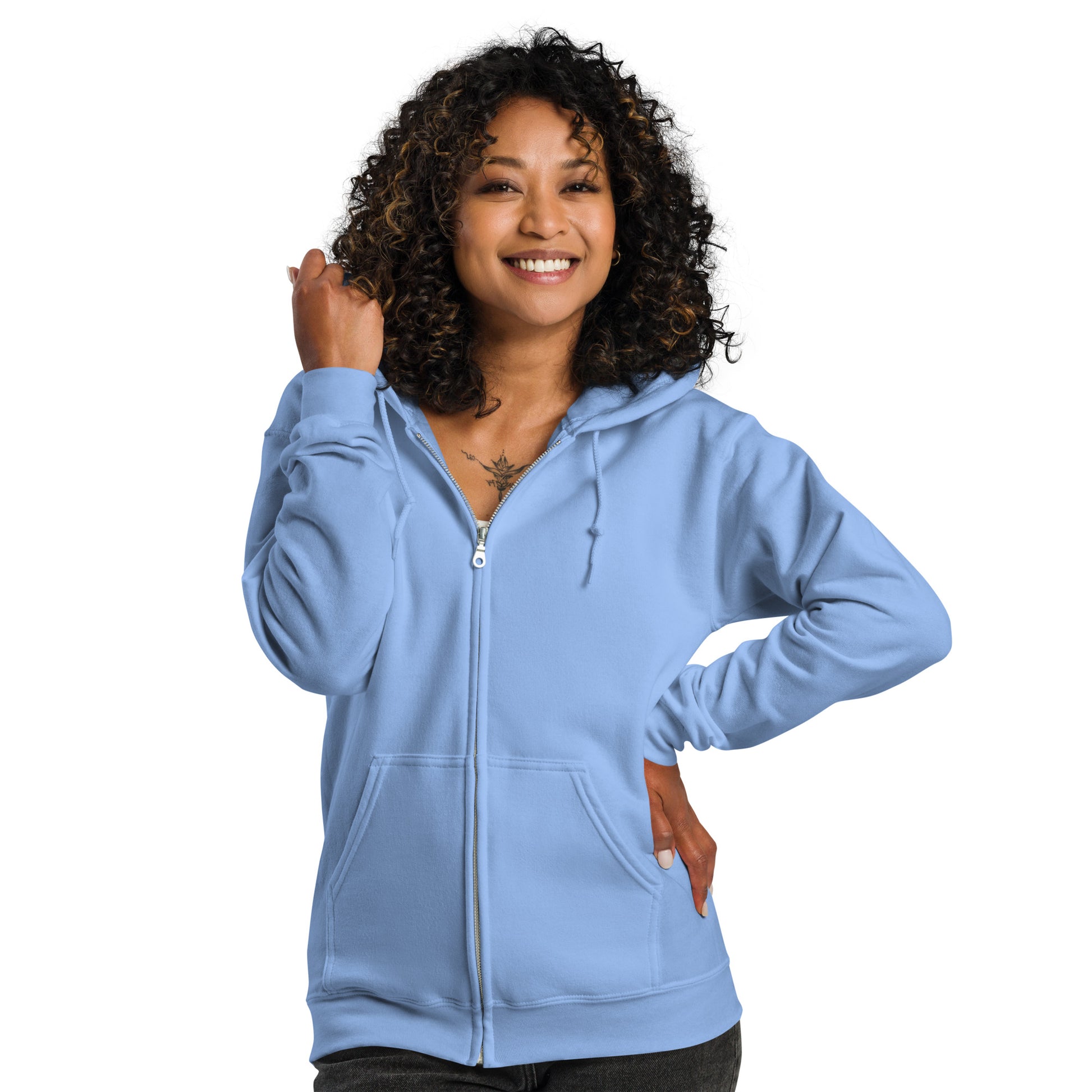 Ornate Embellisik Heavy Harmony Fusion Zip Hoodie - Carolina Blue - FLAKOUT