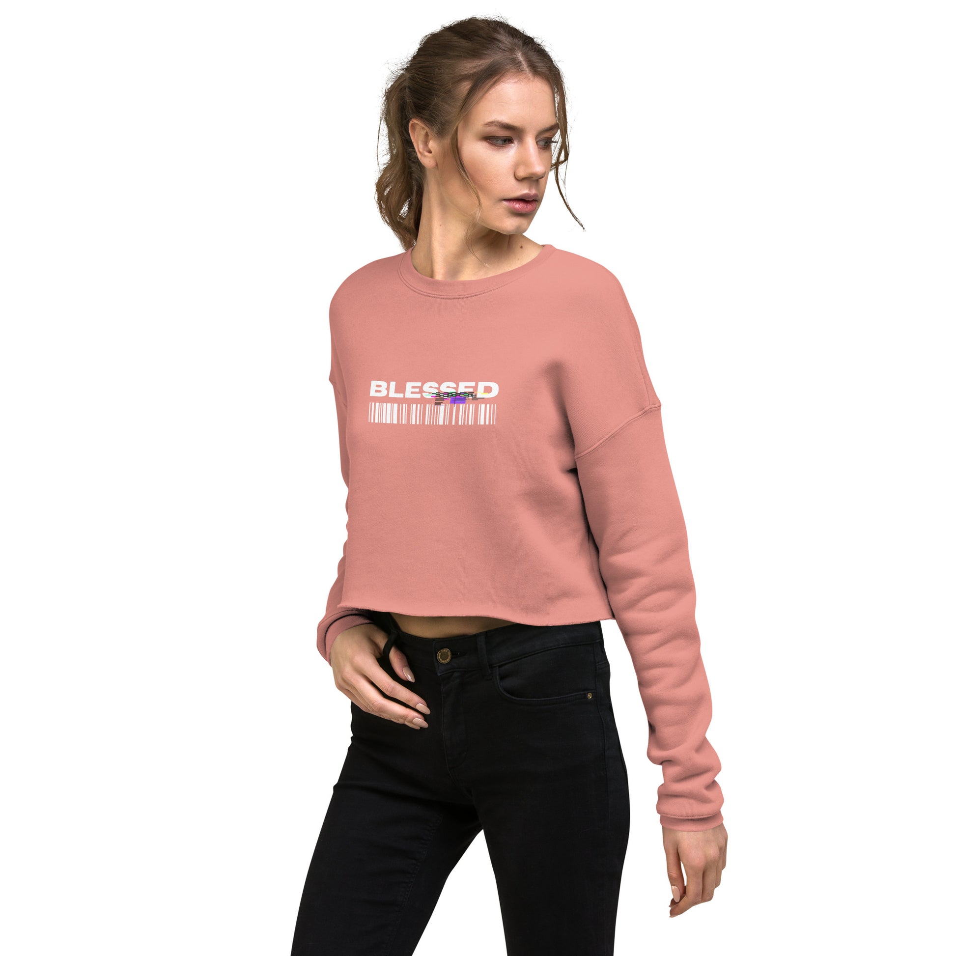 Divine Grace Blessed Women's Crop Sweatshirt - Mauve - FLAKOUT