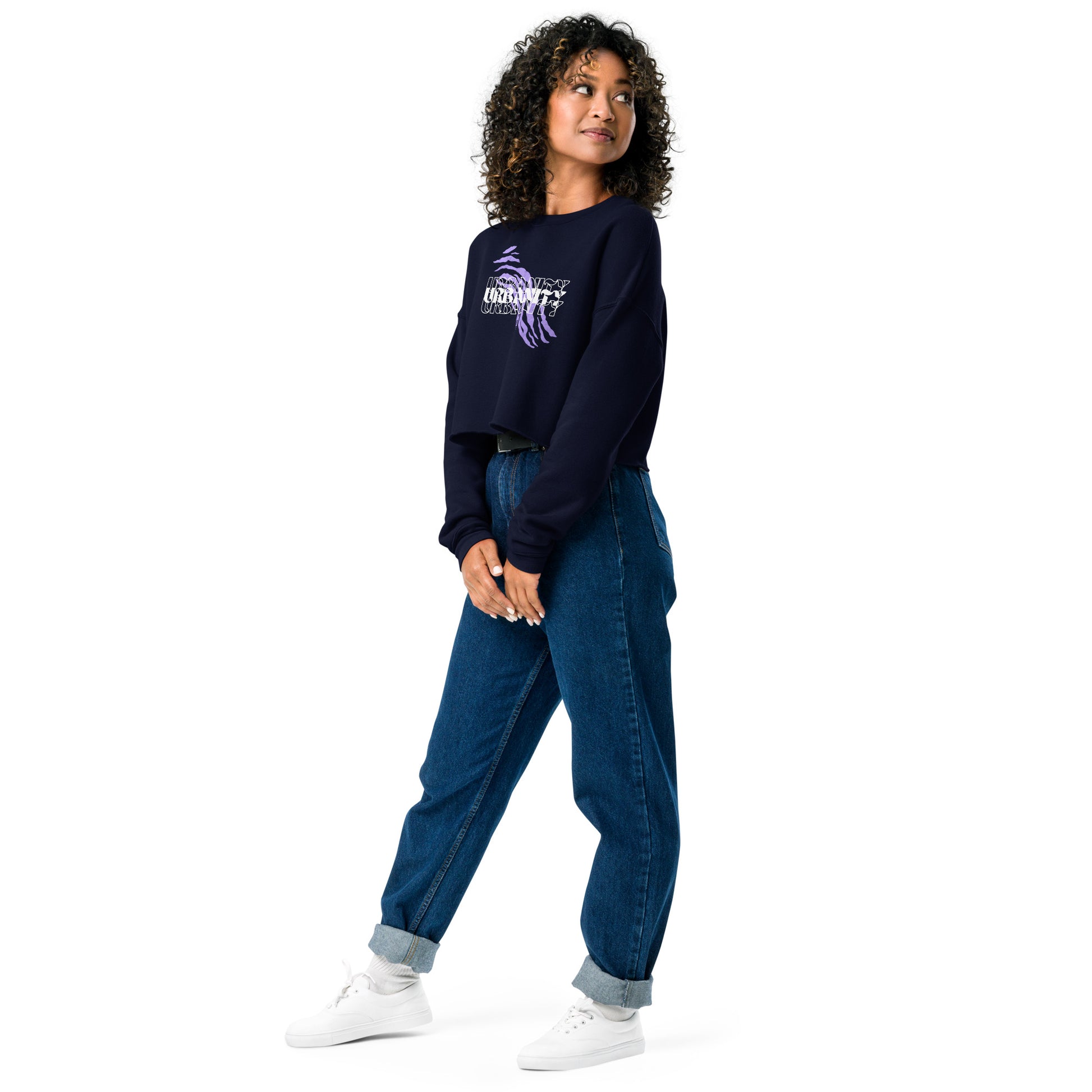 Streetwise Urbanity Women's Crop Sweatshirt - Navy - FLAKOUT