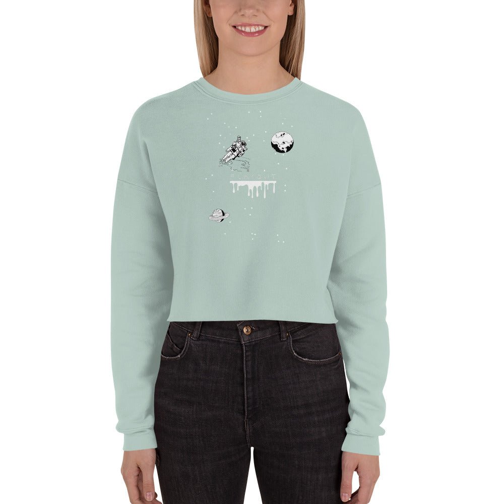 Astronaut Women's Crop Sweatshirt - Dusty Blue - FLAKOUT